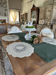 Tovaglietta Vinile Ovale Decoro Effetto Pizzo