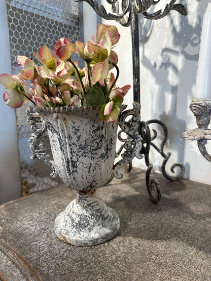 Vaso Metallo Decorato con Maniglie