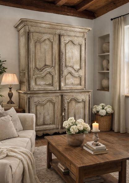 Credenza A Due Corpi Patina Antica