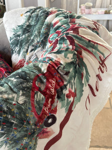 Plaid Sherpa Con Decoro Fiocco Merry Chritmas