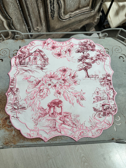 Tovaglietta Bianco/Rosa Toile De Jouy