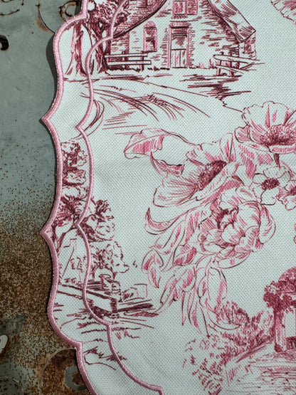 Tovaglietta Bianco/Rosa Toile De Jouy