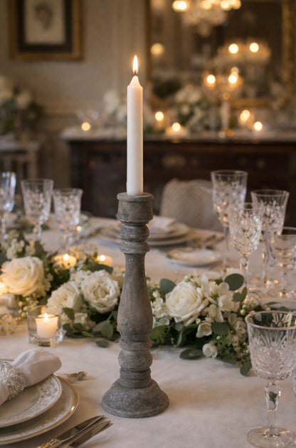 Candelabro Legno Grigio Anticato