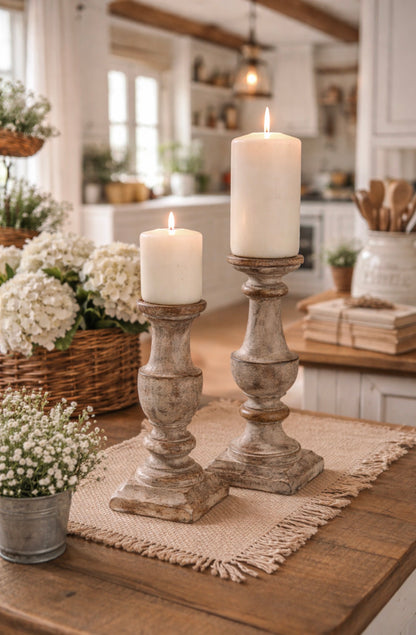 Candelabro In Legno Panna Anticato