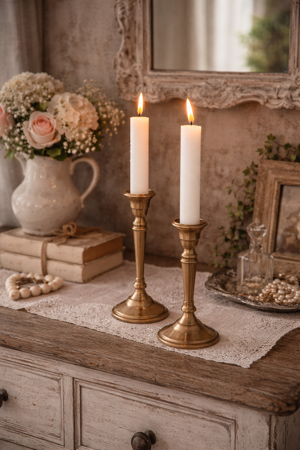 Candelabro A Stelo Liscio Ottonato