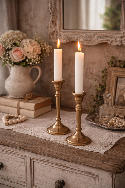 Candelabro A Stelo Liscio Ottonato