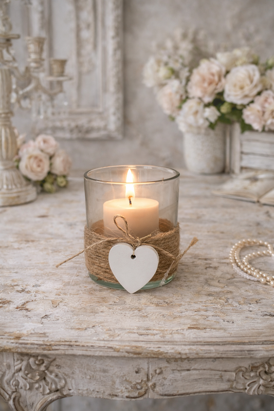 Vasetto Portacandela/ tealight Con Vetro E Cuore