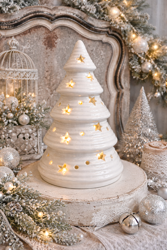 Albero Di Natale Bianco Con Led
