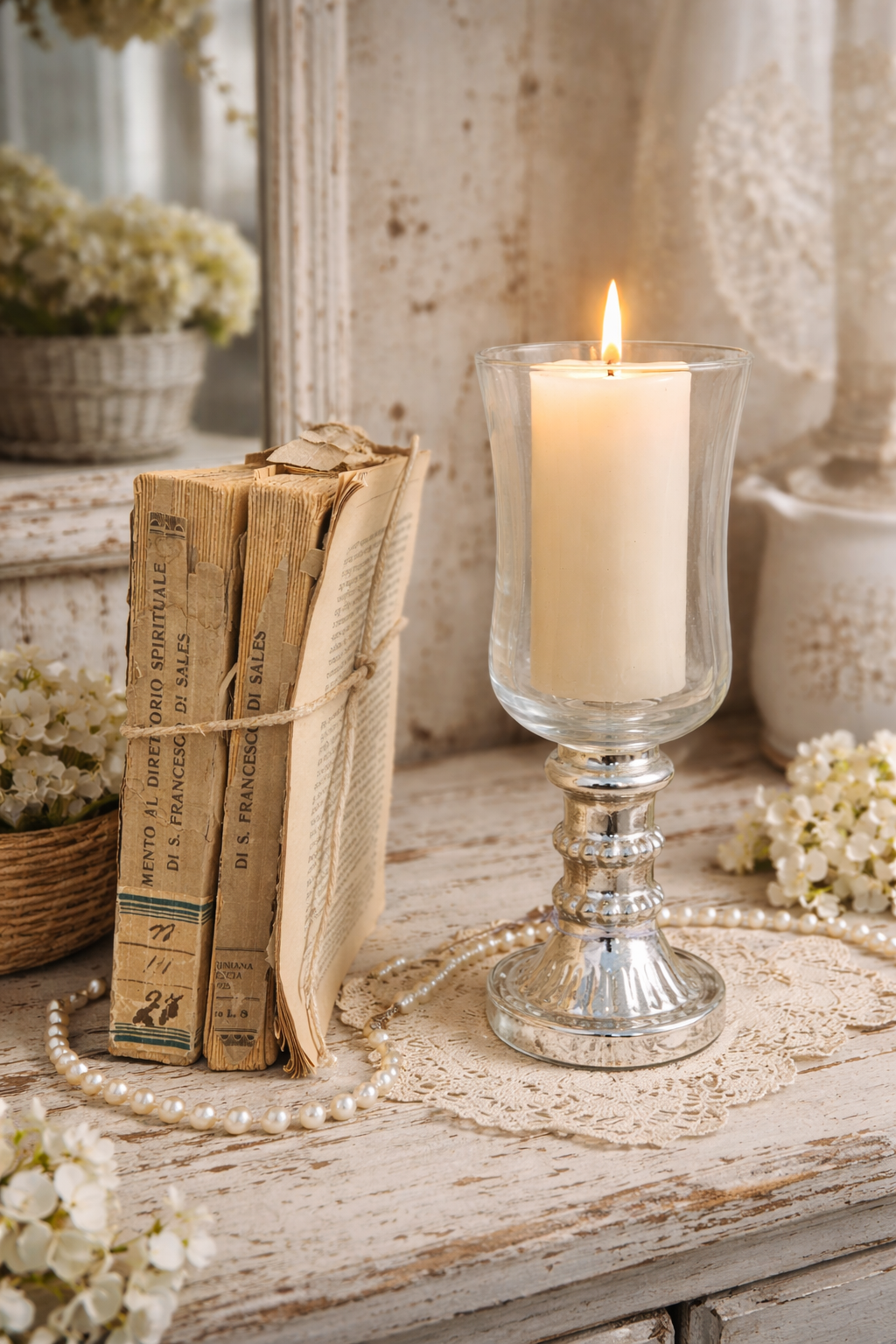 Vaso Con Piedistallo Argento