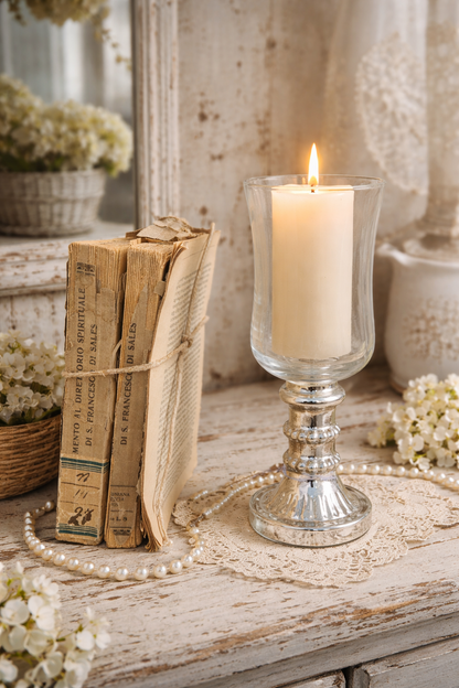 Vaso Con Piedistallo Argento