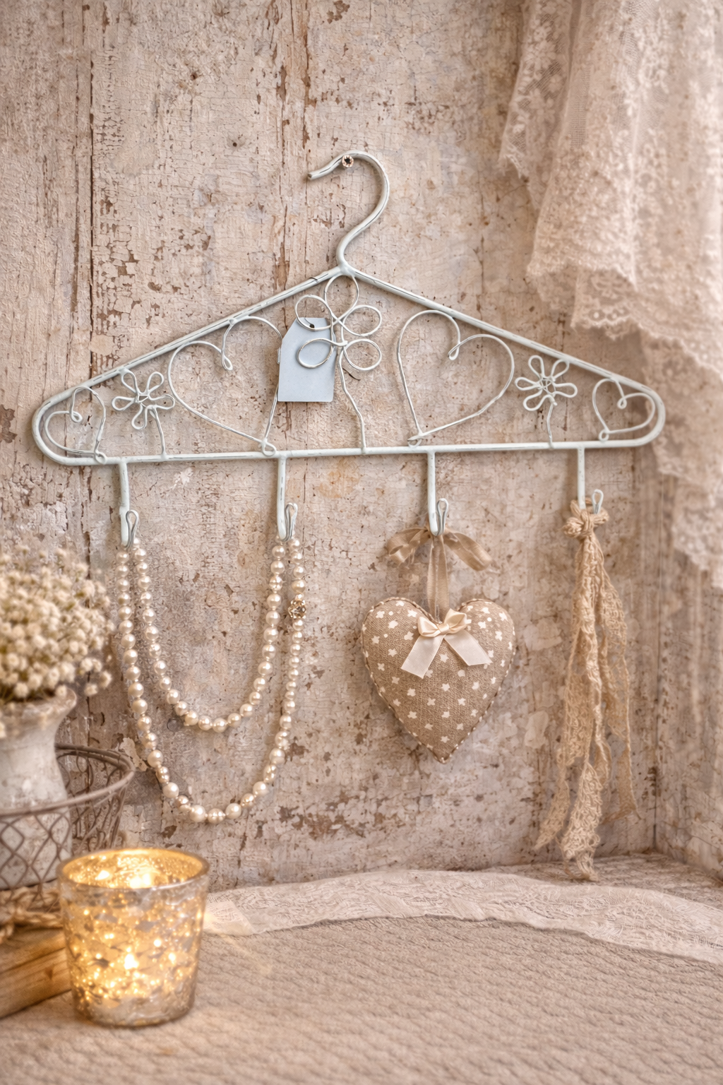 Appendiabiti Decorativo Con Ganci Bianco