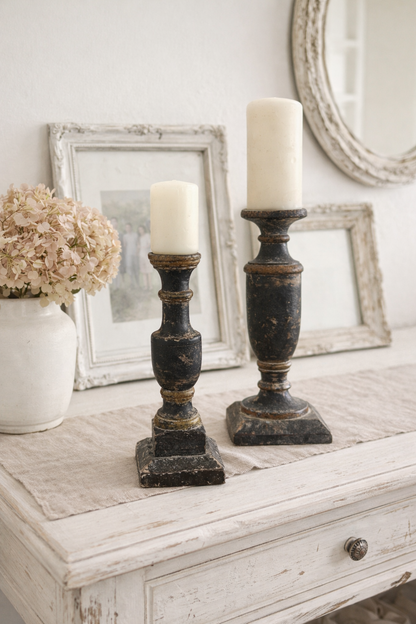 Candelabro In Legno  Nero