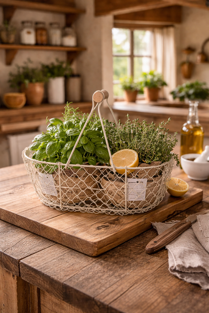 Cesta Con Maniglia In Fil Di Ferro