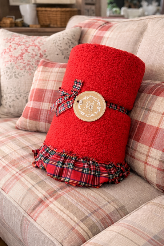 Plaid Pelliccia Con Rouches Tartan