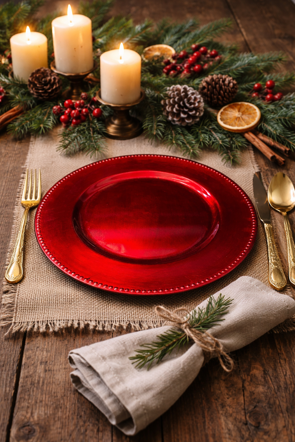 Sottopiatto Decoro Rosso