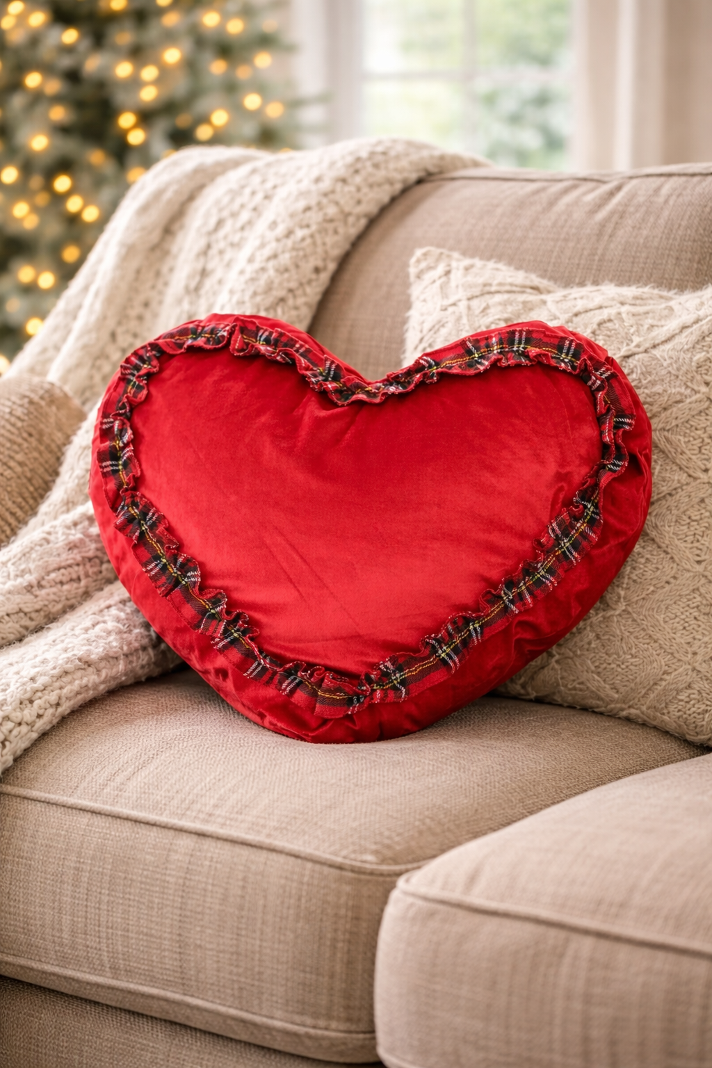Cuscino Royal Velvet Cuore Con Tartan