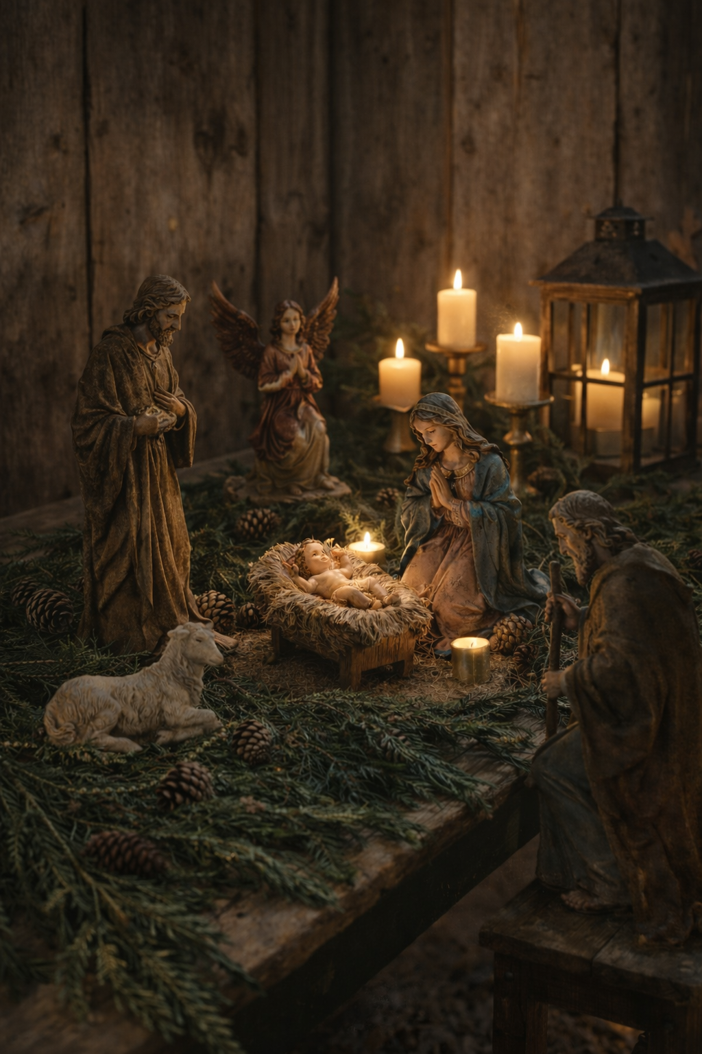 Set Presepe Anticato 9 Pezzi