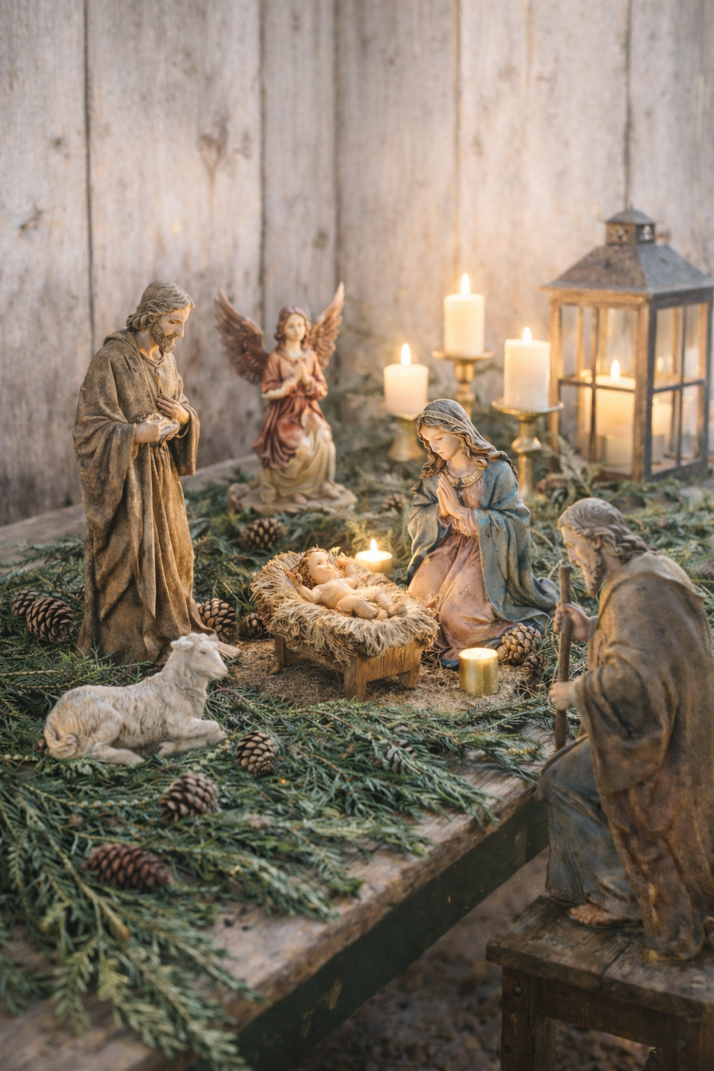 Set Presepe Anticato 9 Pezzi
