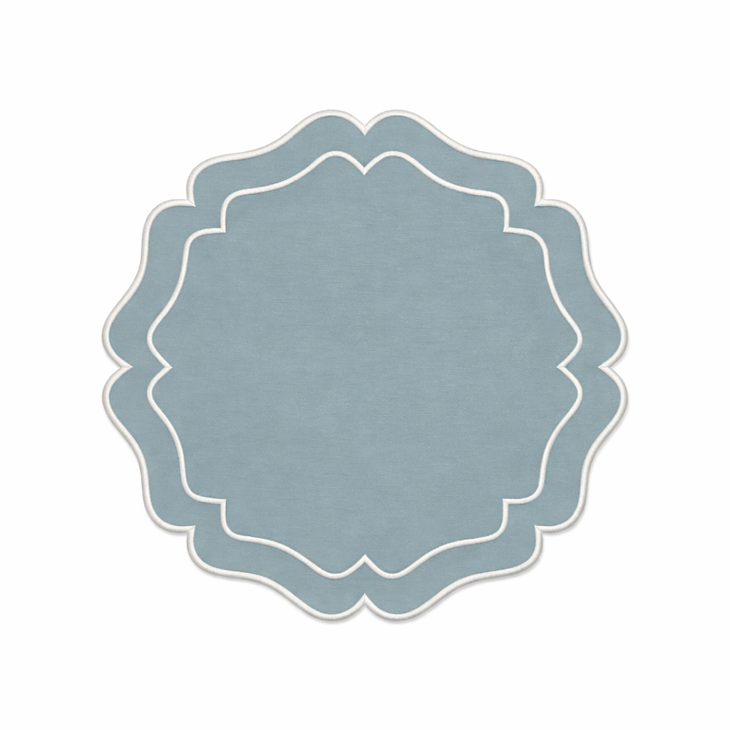 Tovaglietta Ricamata Azzurro/Bianco Idrorepellente