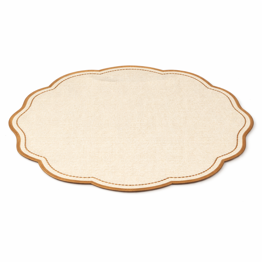 Tovaglietta Ovale Ricamata Doppiata Beige/Cammello Doppiata Idrorepellenti