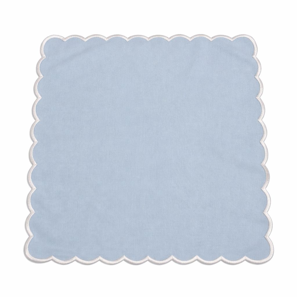 Tovaglietta Quadrata Idrorepellente Ricamata Azzurro/ Bianco