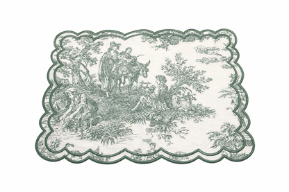 Tovaglietta Rettangolare Ricamata Toile de jouy Verde