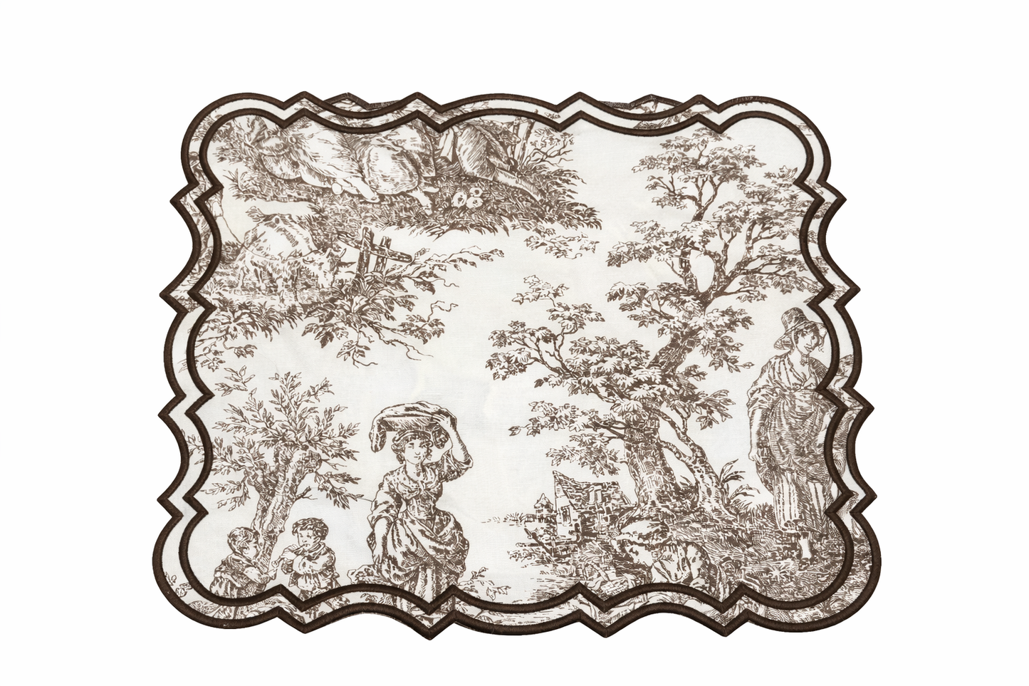 Tovaglietta Quadrata Ricamata Toile de jouy Marrone