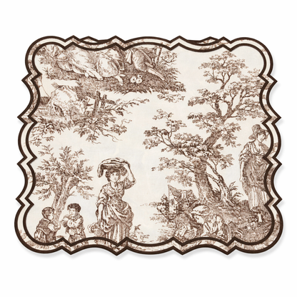 Tovaglietta Quadrata Ricamata Toile de jouy Marrone