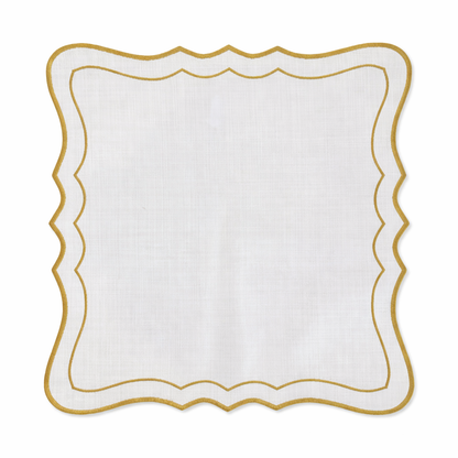 Tovaglietta Quadrata  Lino Ricamata Bianco/Oro