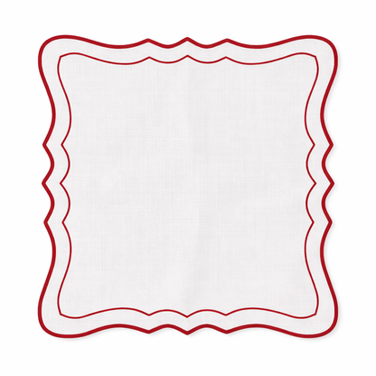 Tovaglietta Quadrata  Lino Ricamata Bianco/Rosso