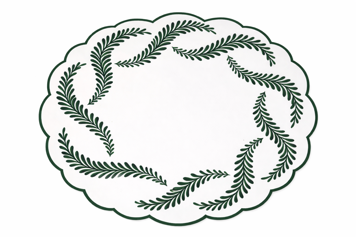 Tovaglietta Doppia Ricamata Bianca/Verde Idrorepellente