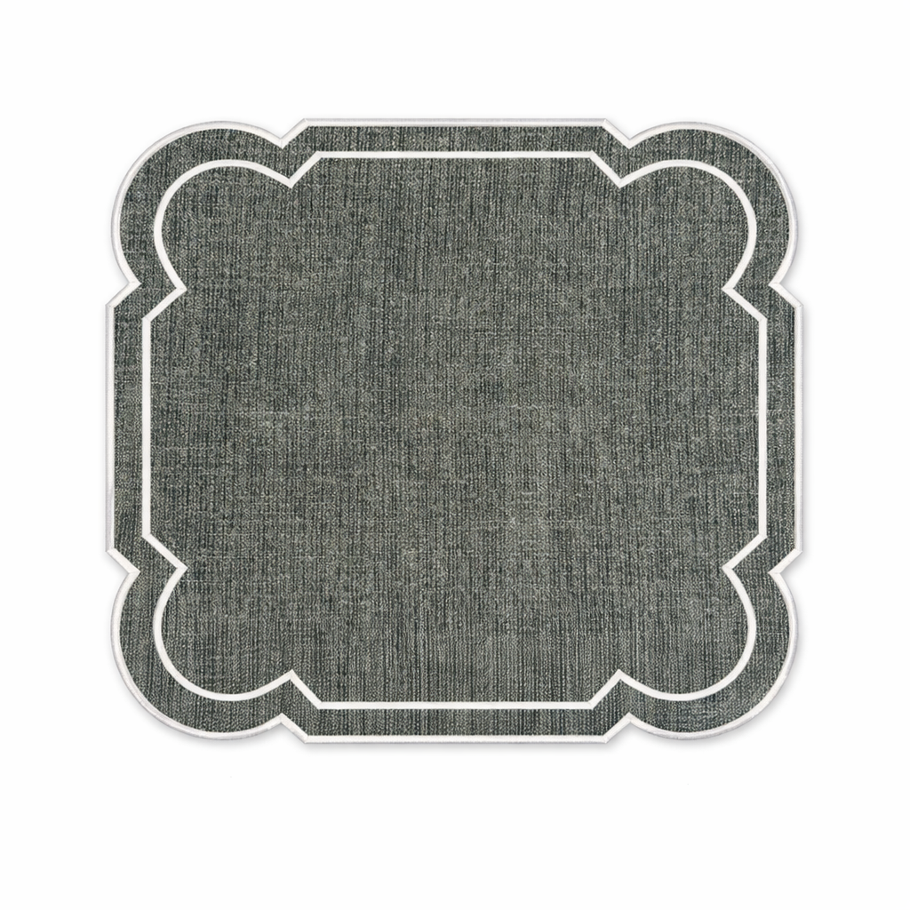 Tovaglietta Ricamata Verde Melange/Bianco