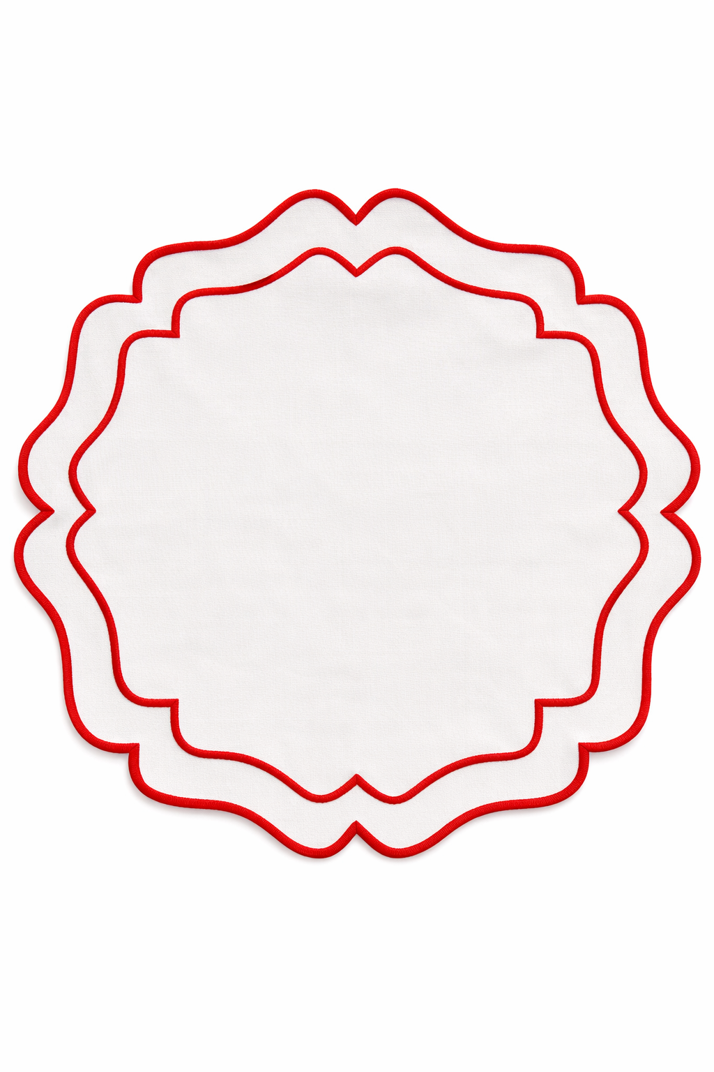 Tovaglietta Rotonda Idrorepellente Ricamata Bianco/ Rosso