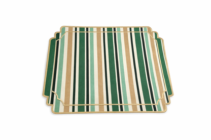 Tovaglietta A Righe Beige/Verde Idrorepellente