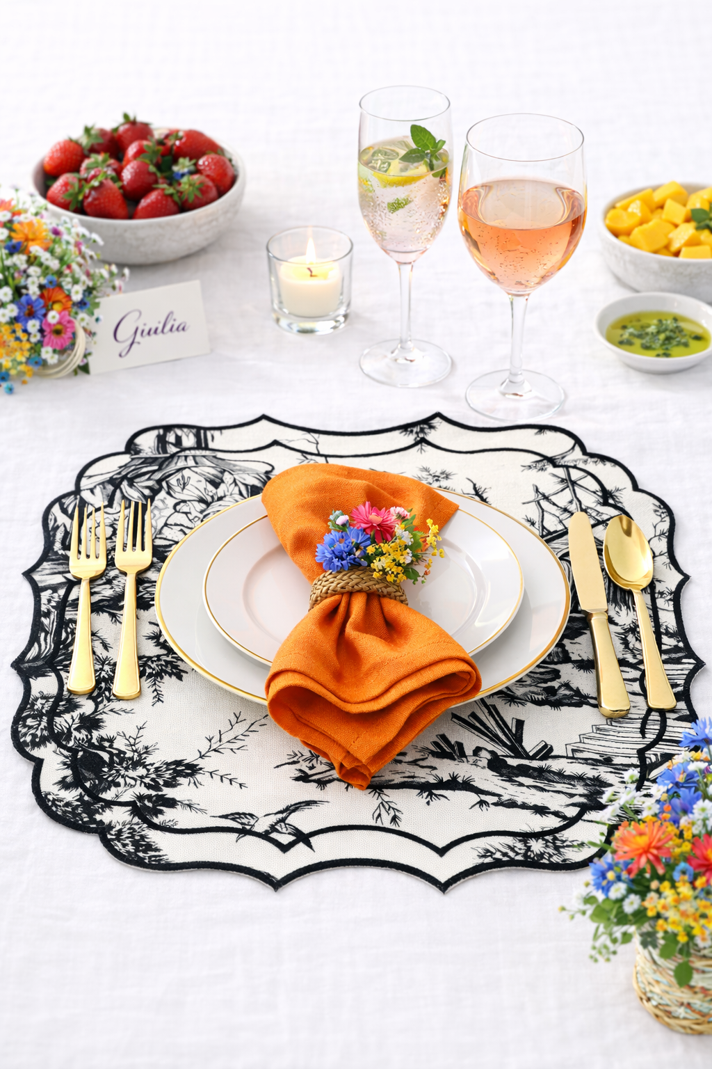 Tovaglietta Bianco / Nero  Toile De Jouy