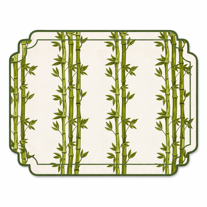 Tovagliette  Ricamate Verde/Avorio Disegno Bamboo Double Idrorepellente
