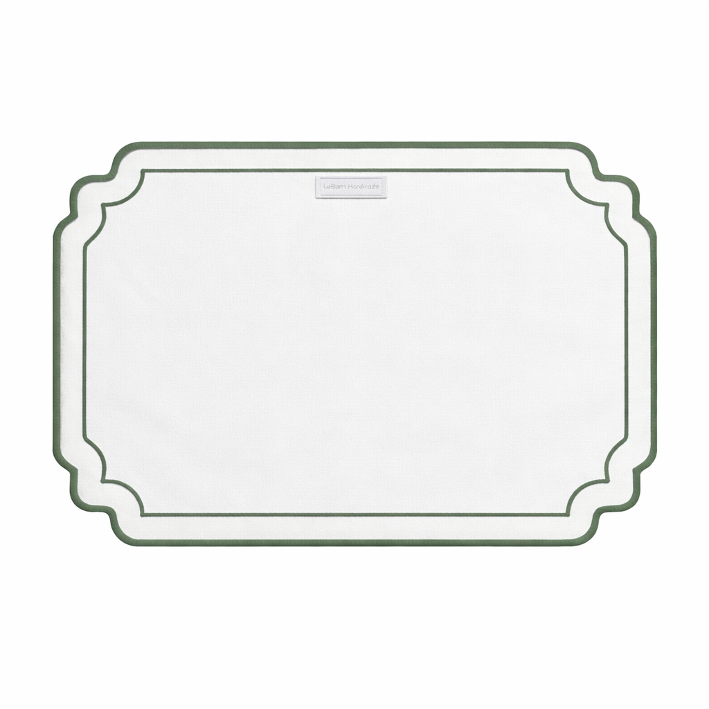 Tovagliette  Ricamate Verde/Avorio Disegno Bamboo Double Idrorepellente