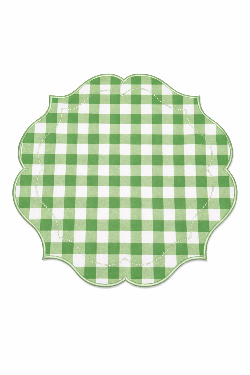 Tovaglietta Verde Chiaro A Quadretti Vichy Ricamata