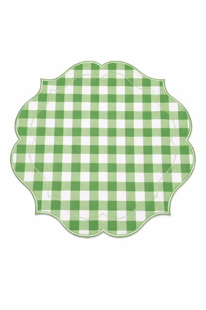 Tovaglietta Verde Chiaro A Quadretti Vichy Ricamata