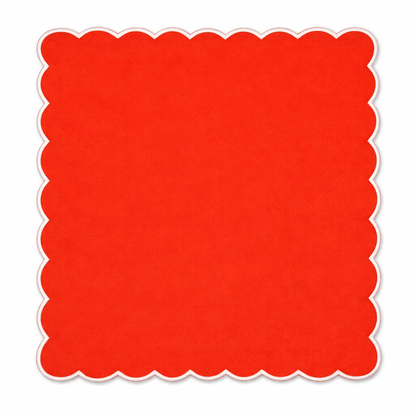 Tovaglietta Quadrata Idrorepellente Ricamata Arancio/ Bianco