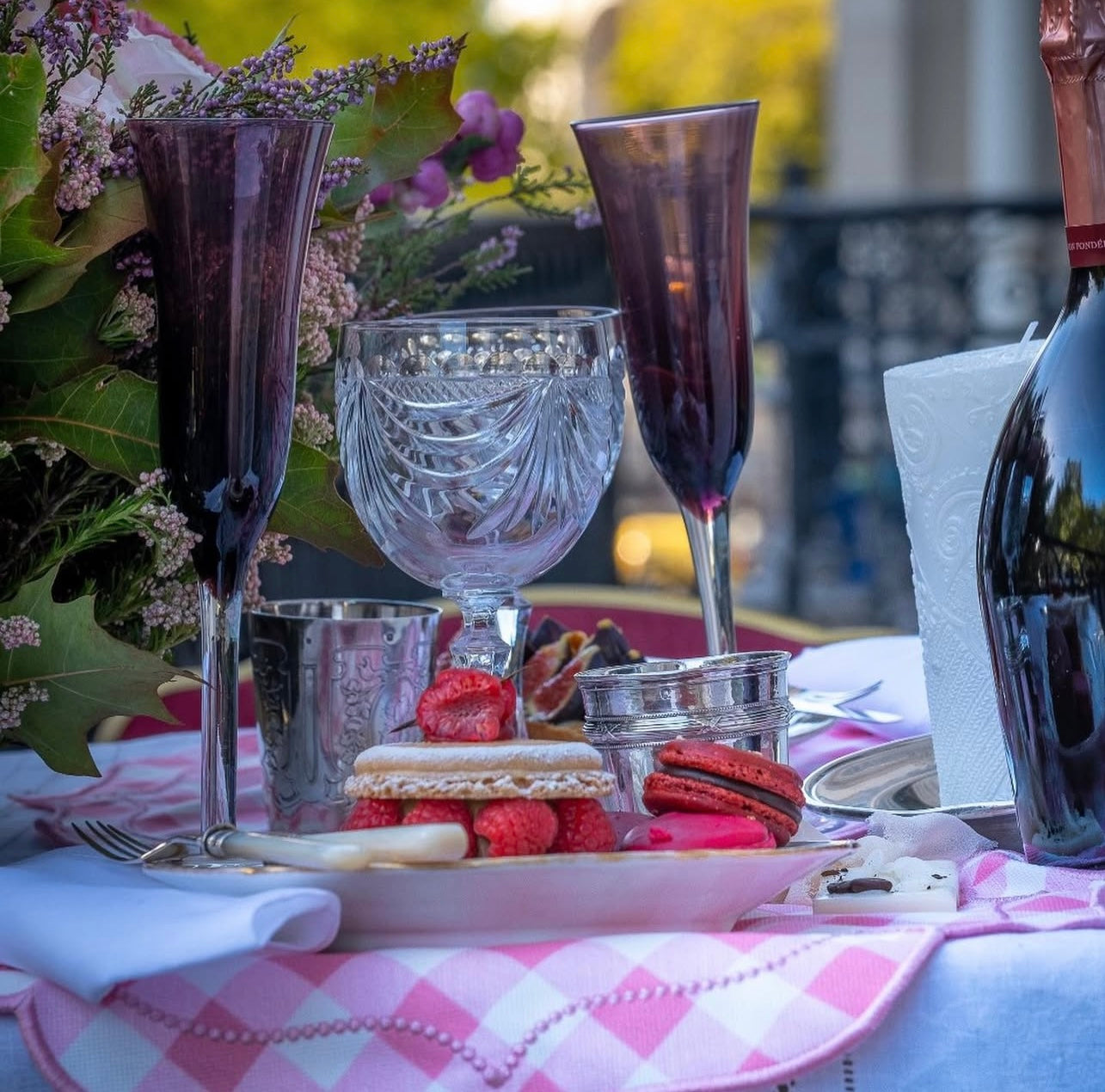 Tovaglietta Rosa A Quadretti Vichy Ricamata