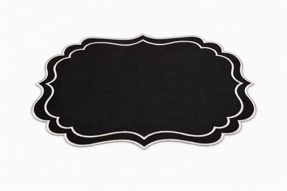 Tovaglietta Lino Ricamata Nero/ Bianco