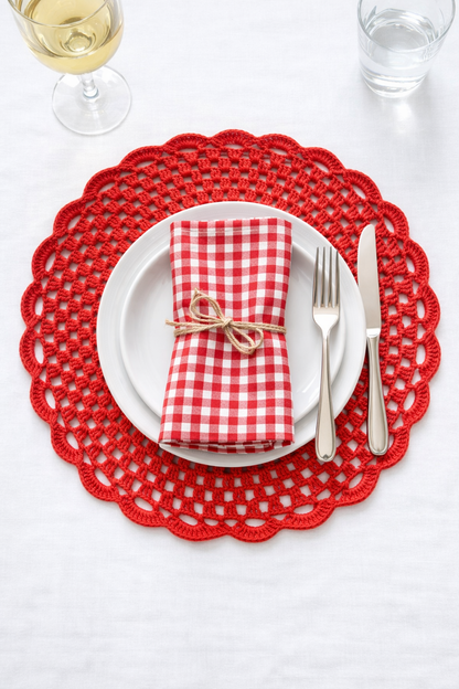 Sottopiatto/Centrino Uncinetto Rosso