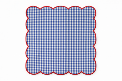 Tovagliolo A Quadretti Bluette Con Orlo Smerlato