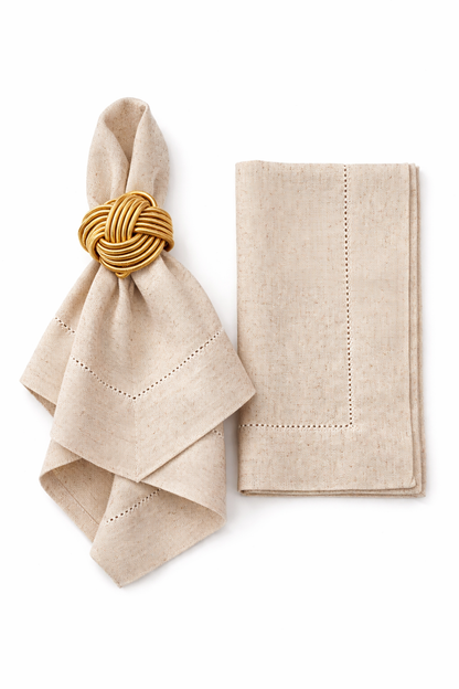 Tovagliolo Beige Melange  Con Orlo A Giorno