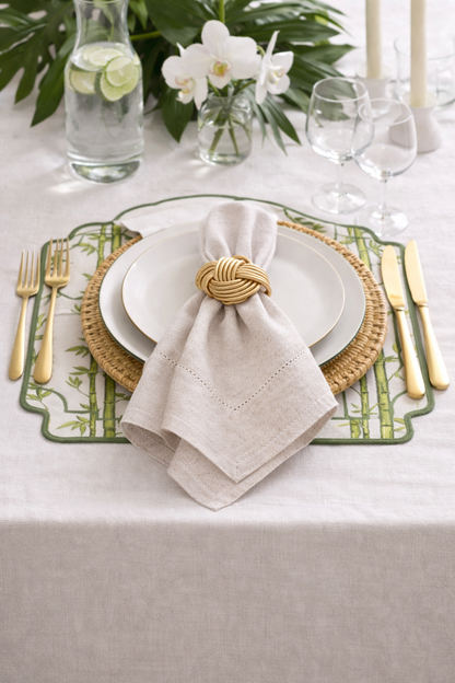 Tovagliolo Beige Melange  Con Orlo A Giorno