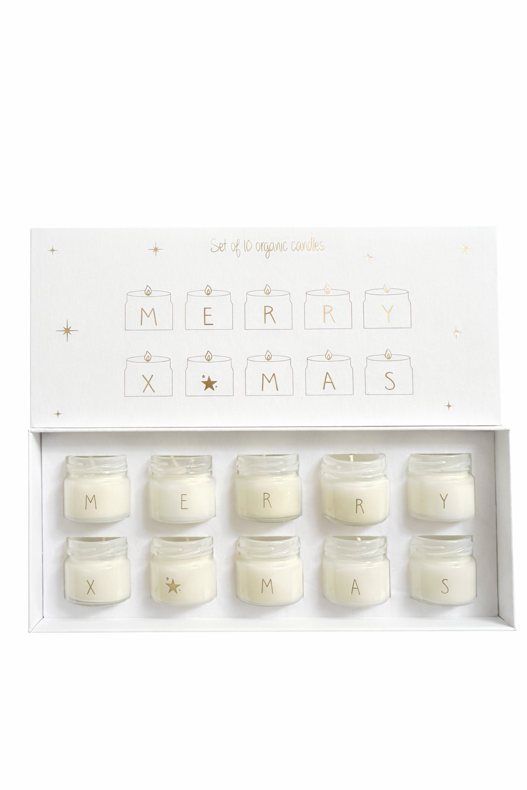 10 Candele Scritta Merry X-Mas