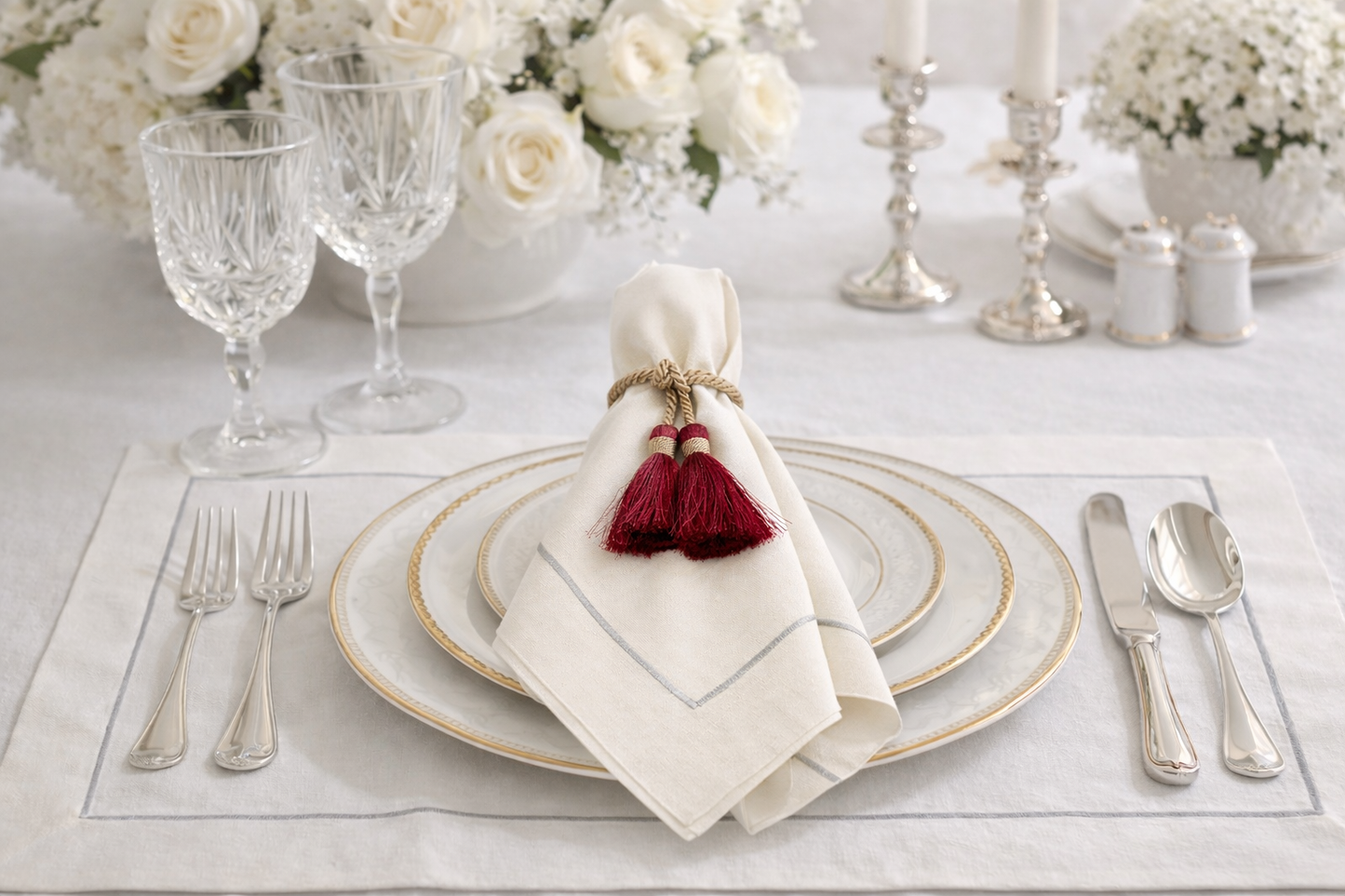 Tovagliolo Antimacchia Avorio Bordo Grigio