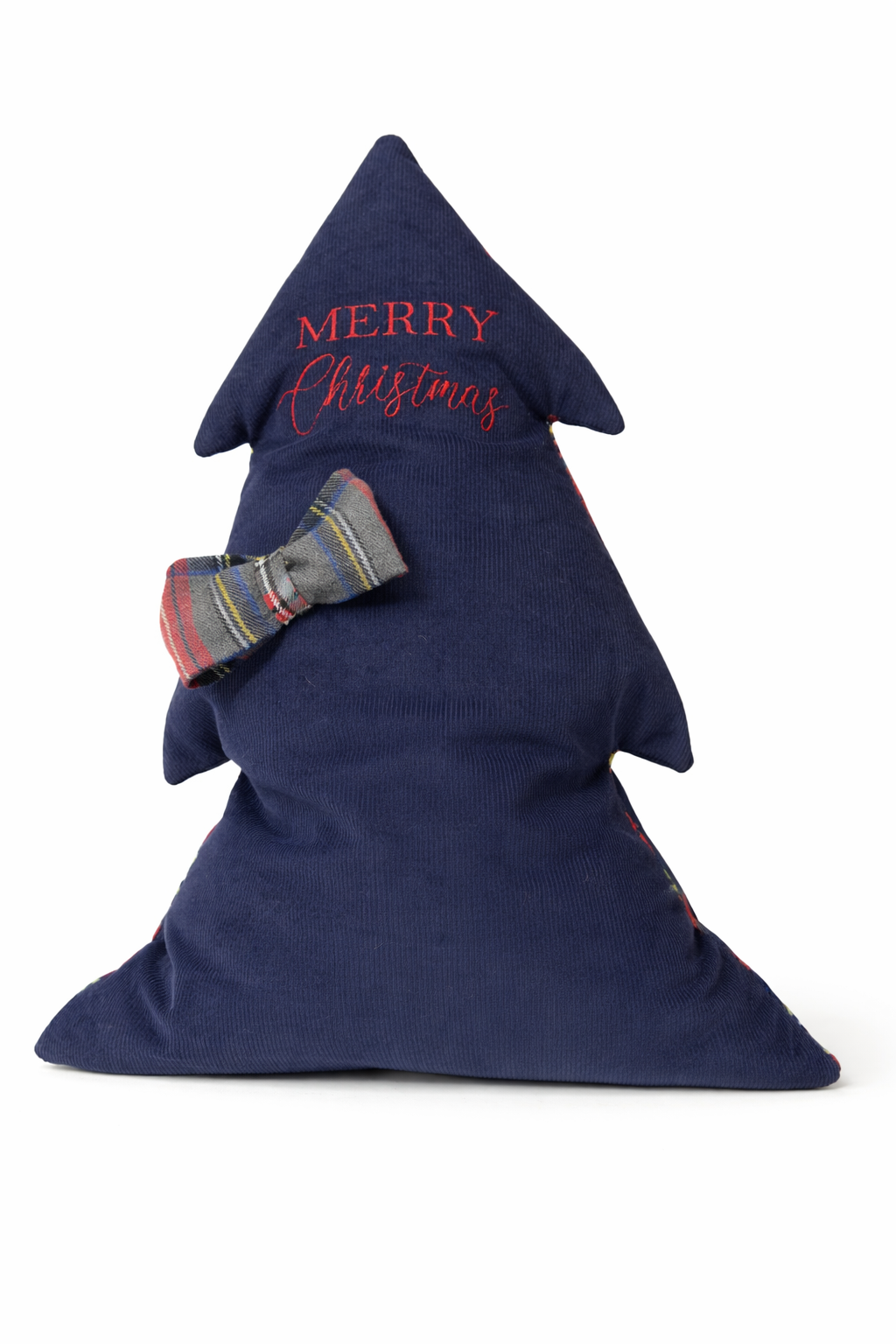 Cuscino Blu Velluto Albero Natale Ricamato Merry Christmas