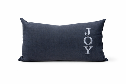 Cuscino Velluto Grigio Rettangolare Con Ricamo Joy